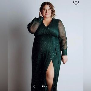 Baltic Born forest green sequined dress size Large. Floor length